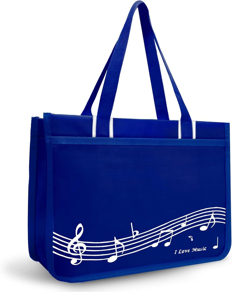 BestSounds Piano Bag, Zipper Waterproof Music Book Tote Bag Piano Accessories for Students Kids, Women, Gifts for Musicians (Dark Blue Music) - Image 1